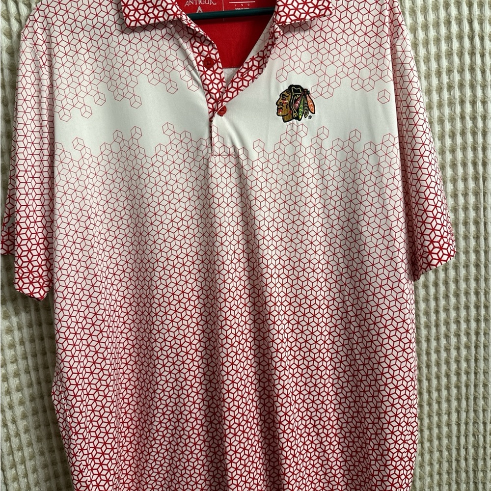 Chicago Blackhawks Antigua Red Geometric Men's Polo Shirt